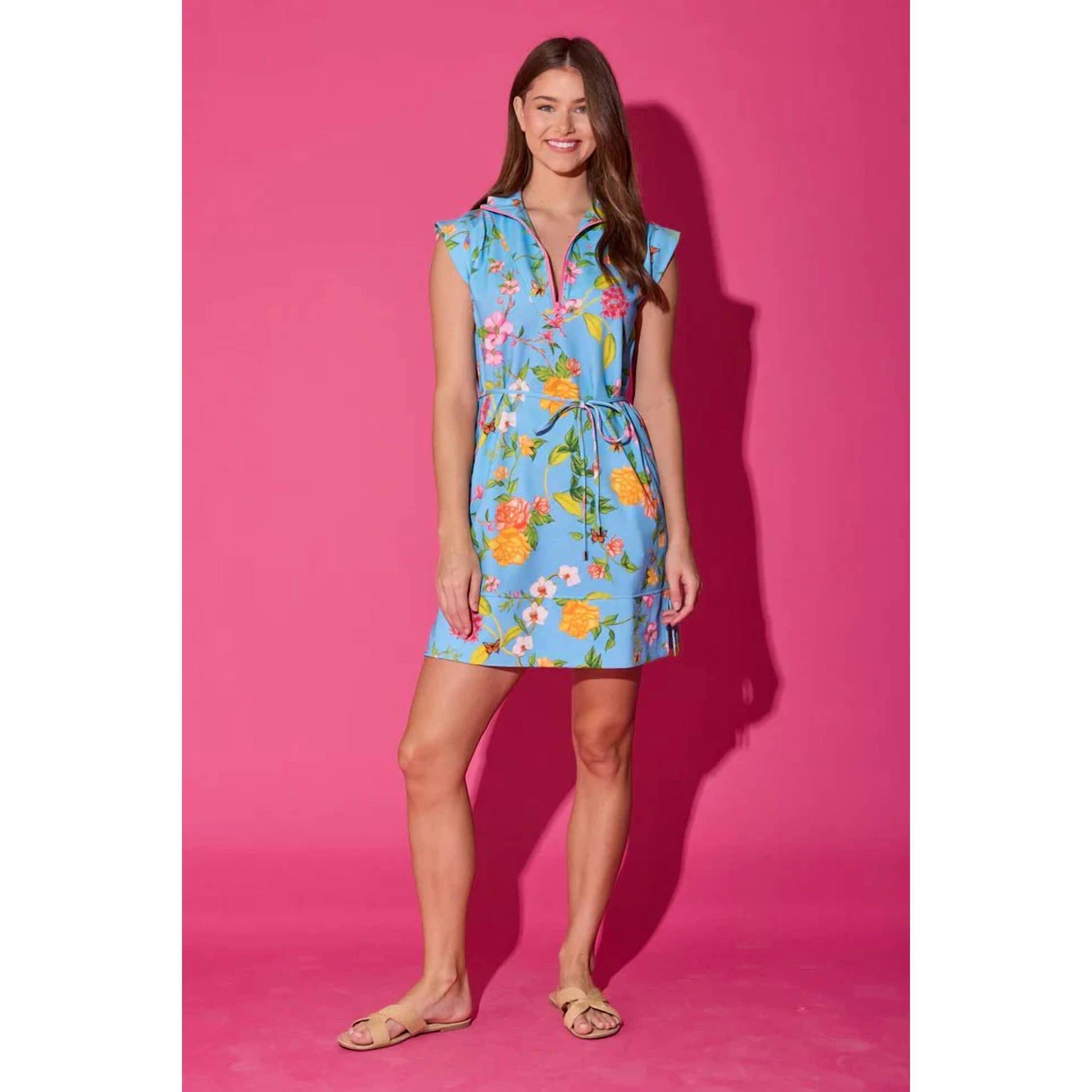 New Alden Adair Leigh Dress In Blue Multi
